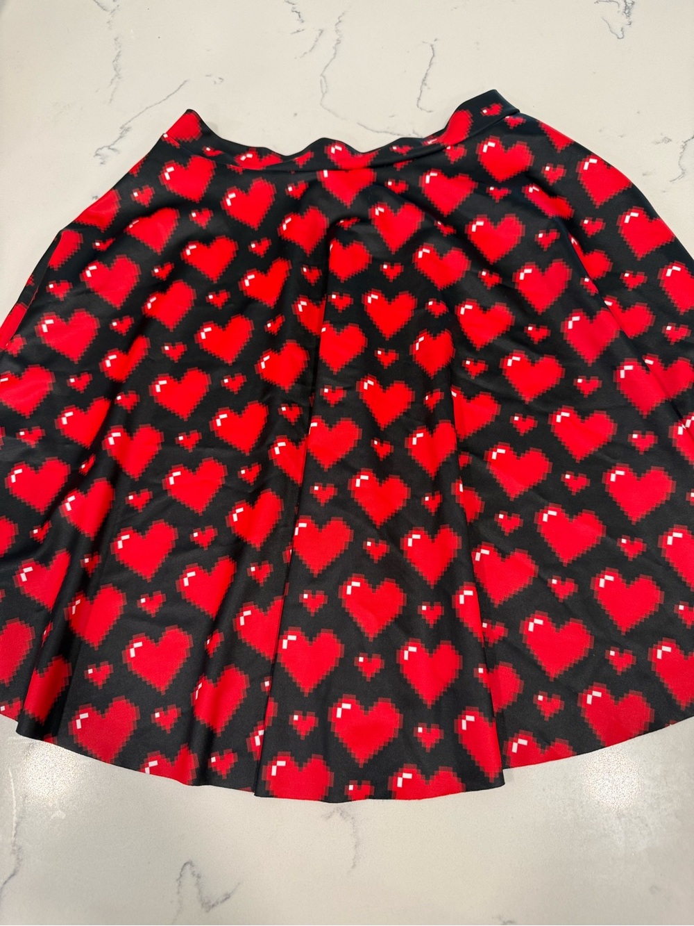 Blackmilk Red & Black Pixel Heart Skater Skirt